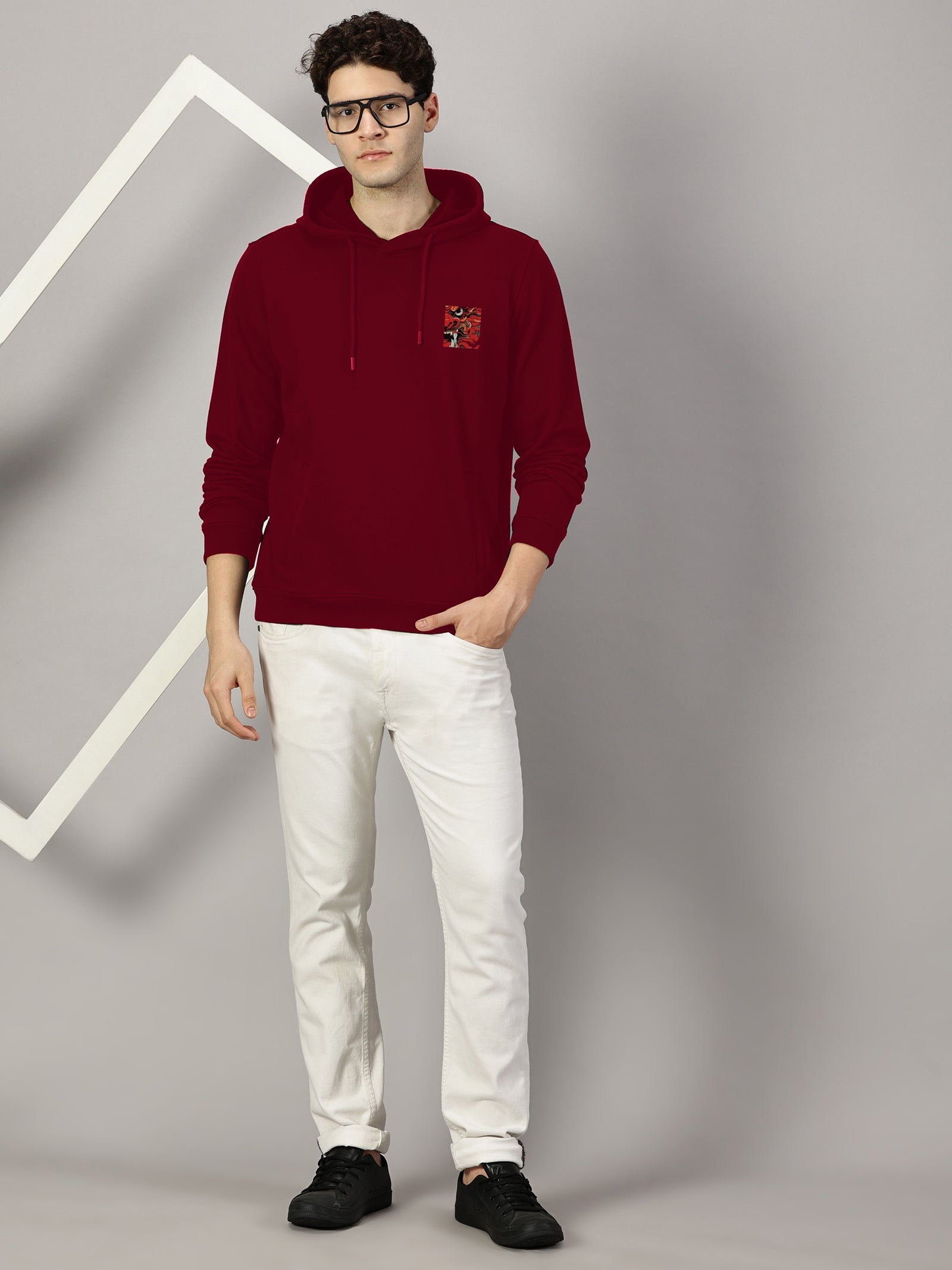 Dragon Printed Cut Pocket Full Sleeve Pullover  Hoodie