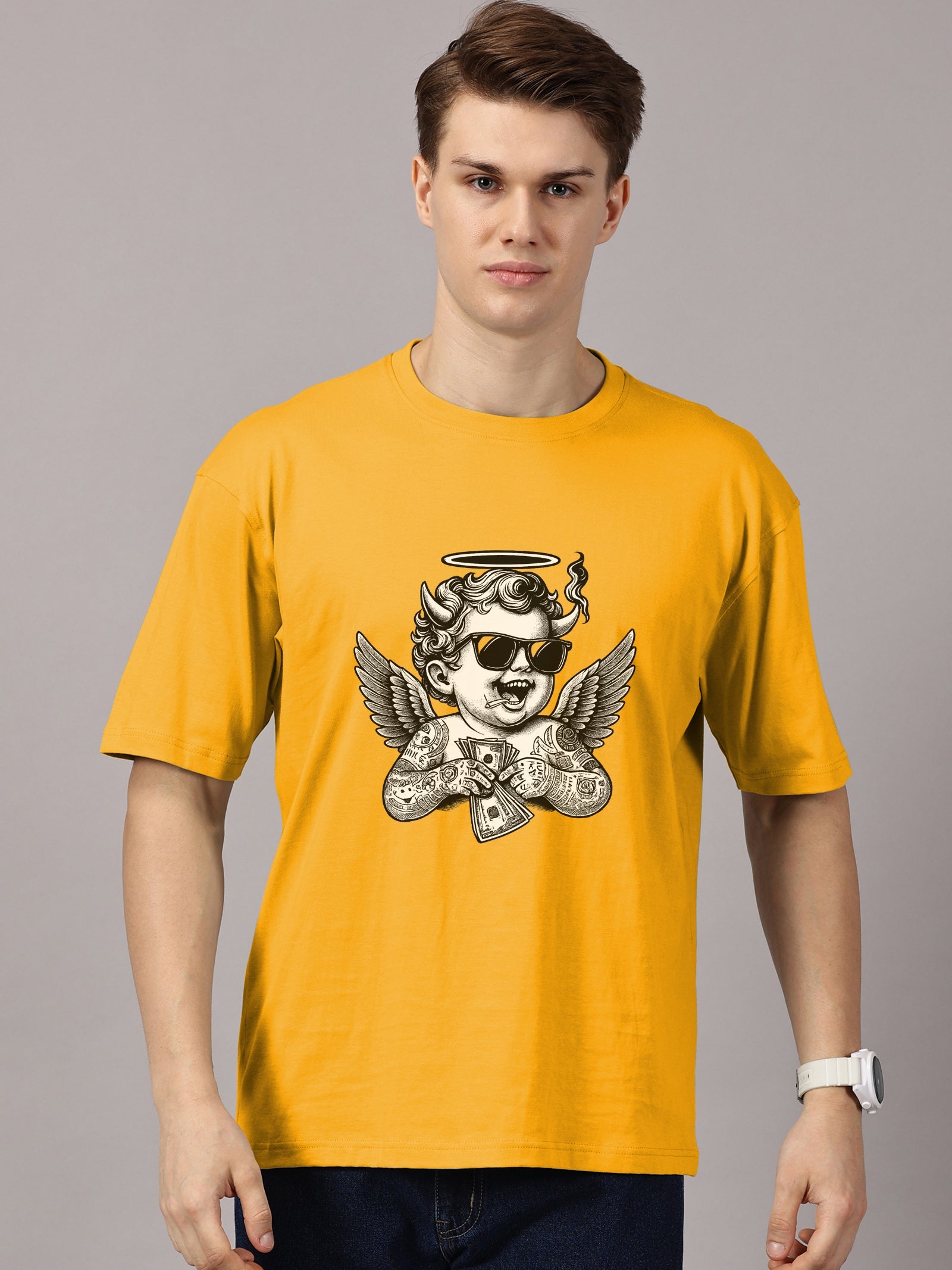 Angel Printed Oversized Drop Shoulder T-Shirt