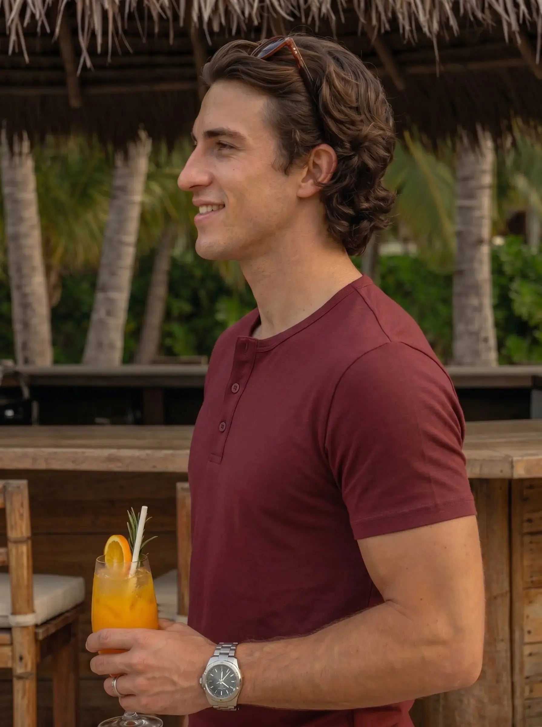 Henley Neck  Half Sleeve T-Shirt LEON