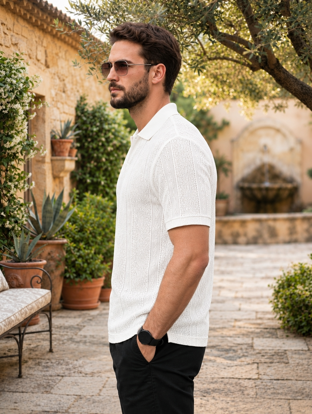 LEON Men’s Flat Knit Polo Collar Half Sleeve T-Shirt | Regular Fit