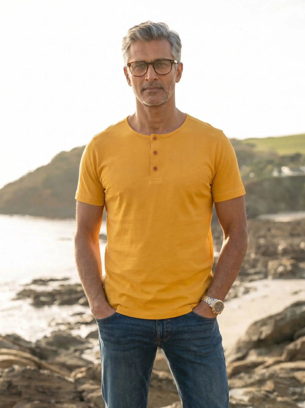 Henley Neck  Half Sleeve T-Shirt LEON