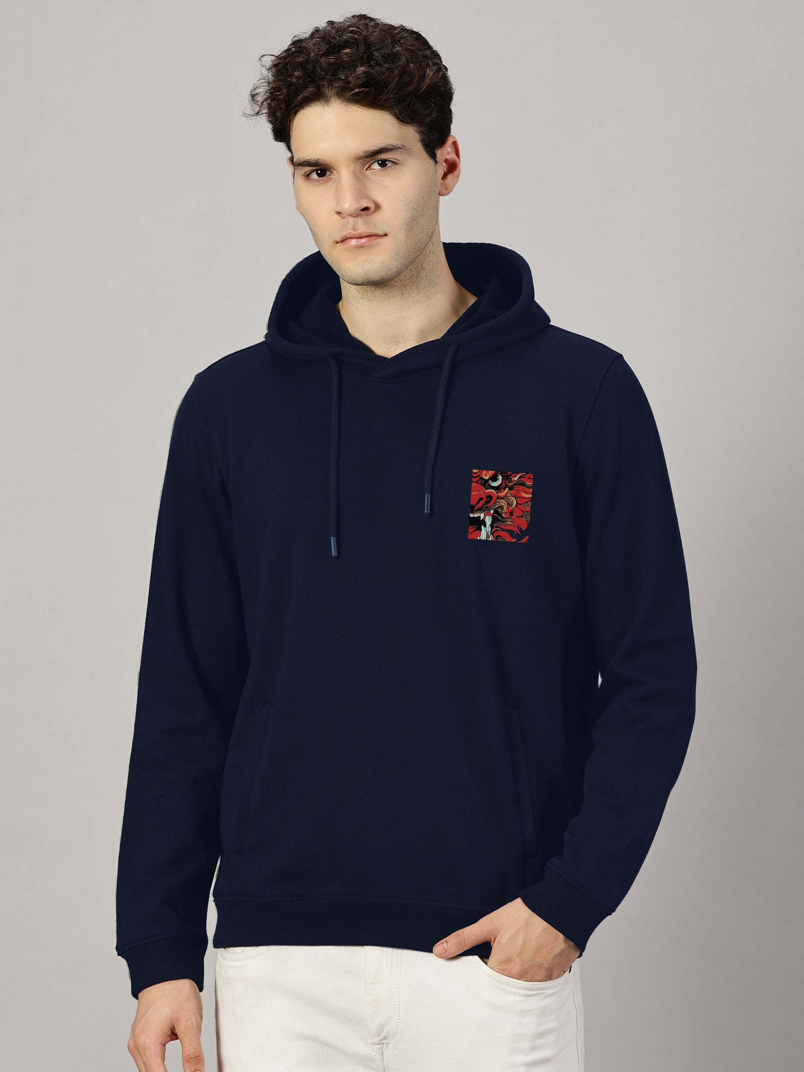 Dragon Printed Cut Pocket Full Sleeve Pullover  Hoodie