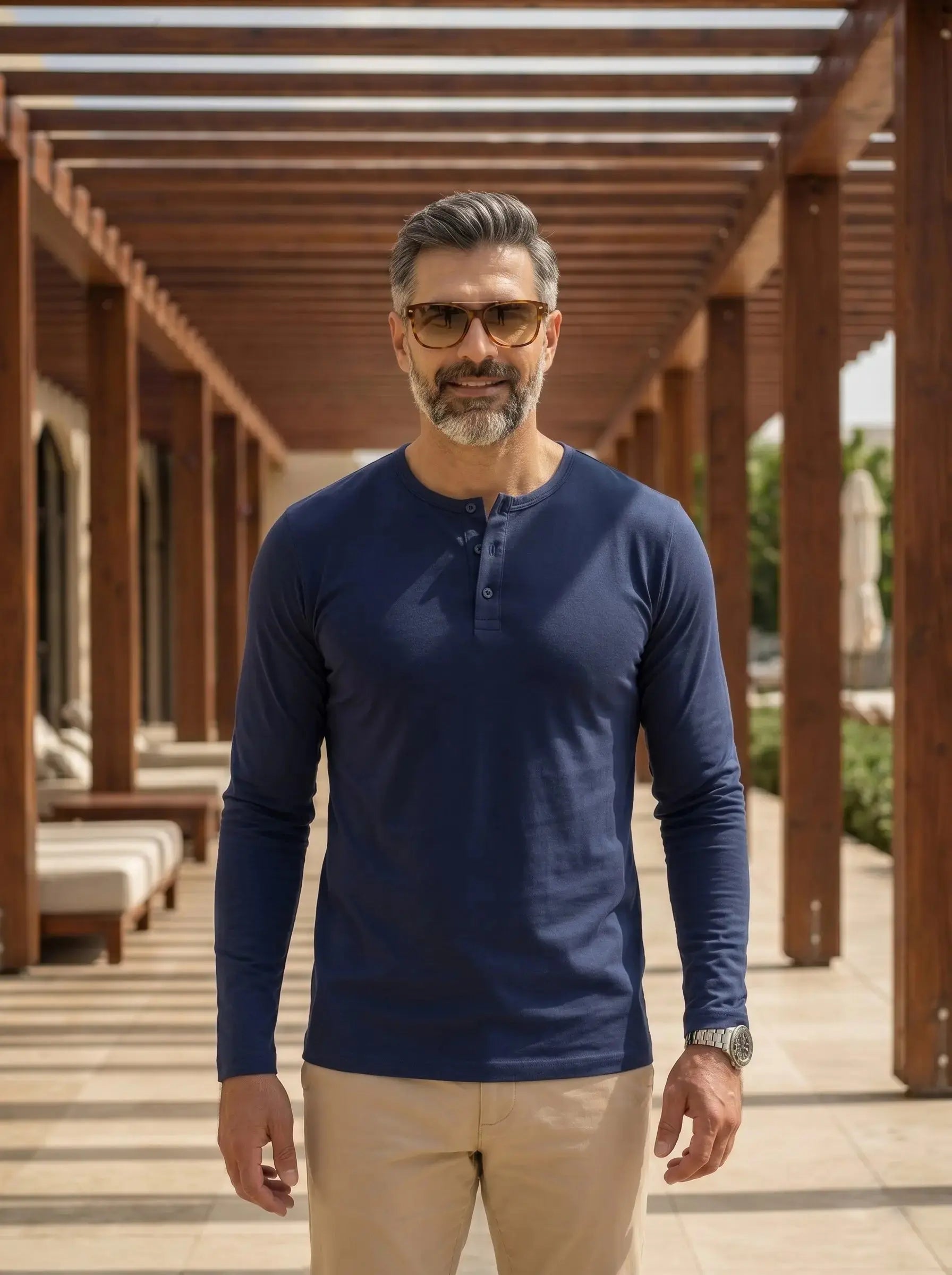 Henley Neck Full Sleeve T-Shirt LEON