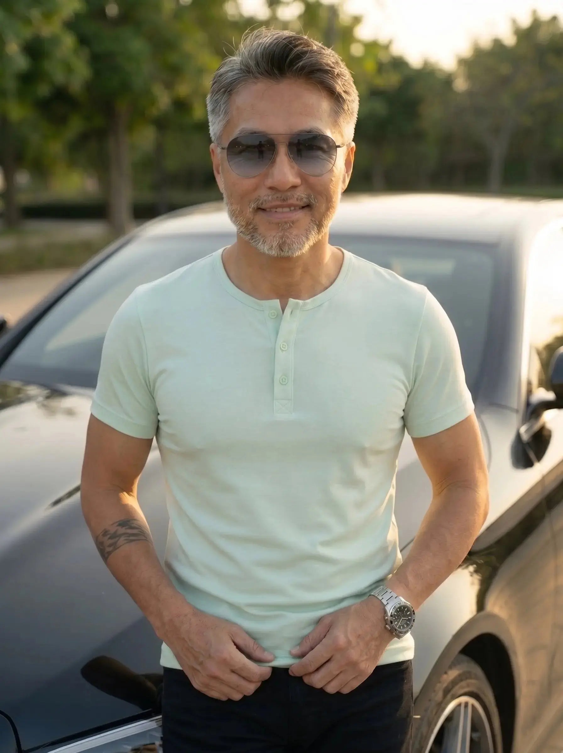 Henley Neck  Half Sleeve T-Shirt LEON