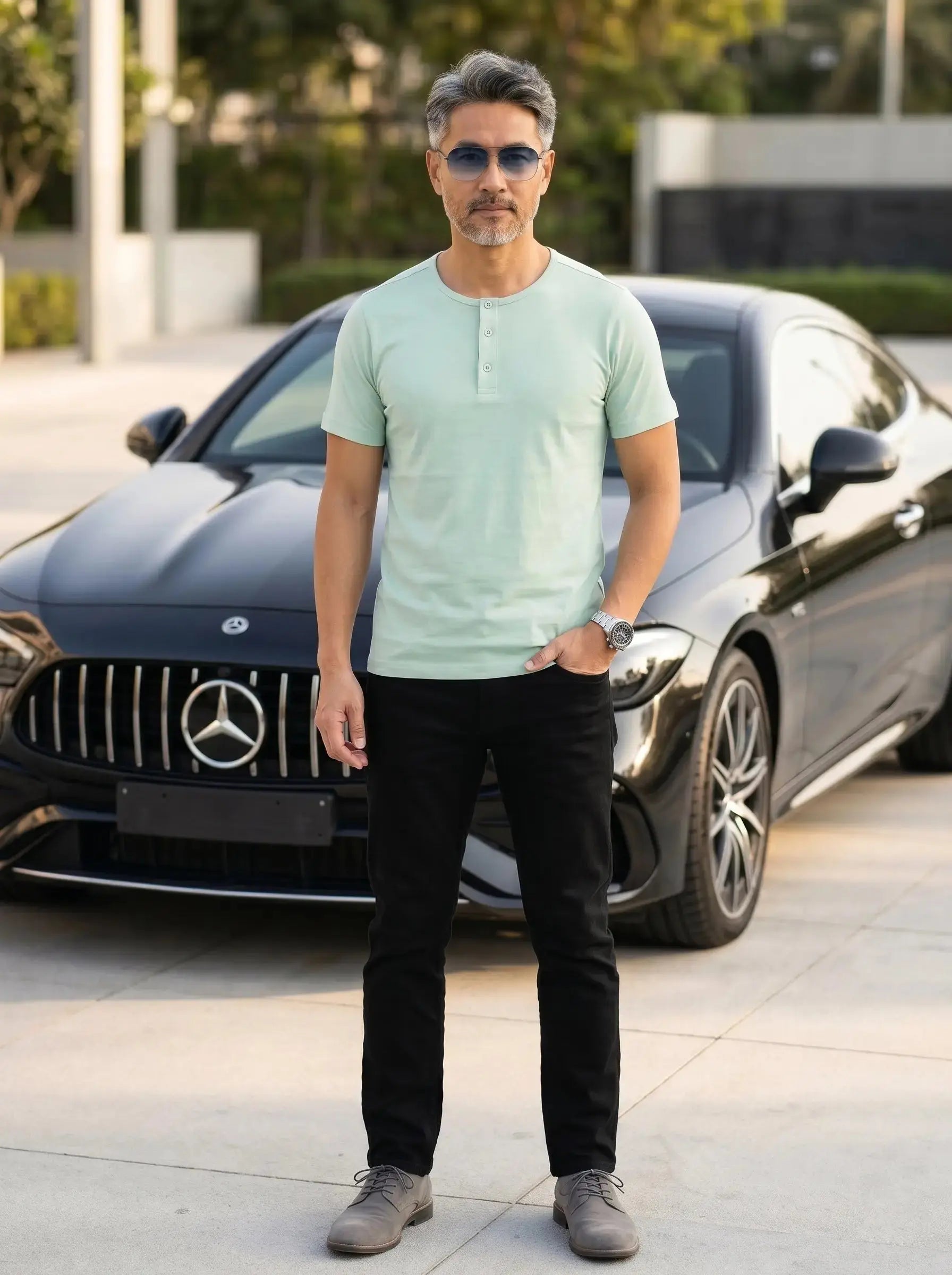 Henley Neck  Half Sleeve T-Shirt LEON