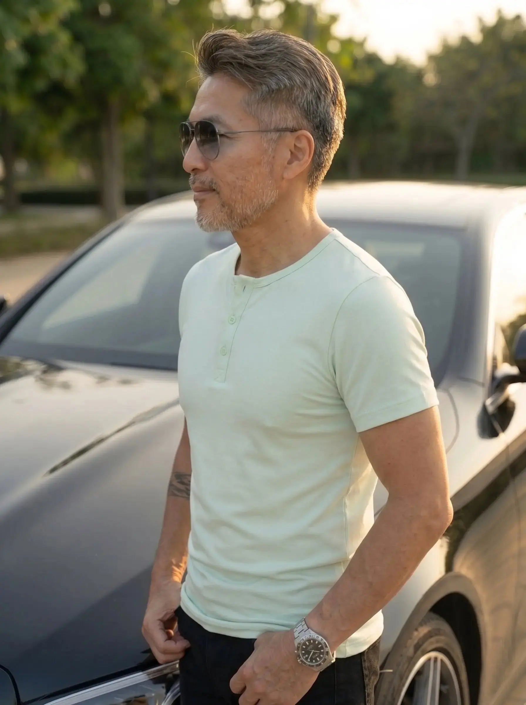 Henley Neck  Half Sleeve T-Shirt LEON