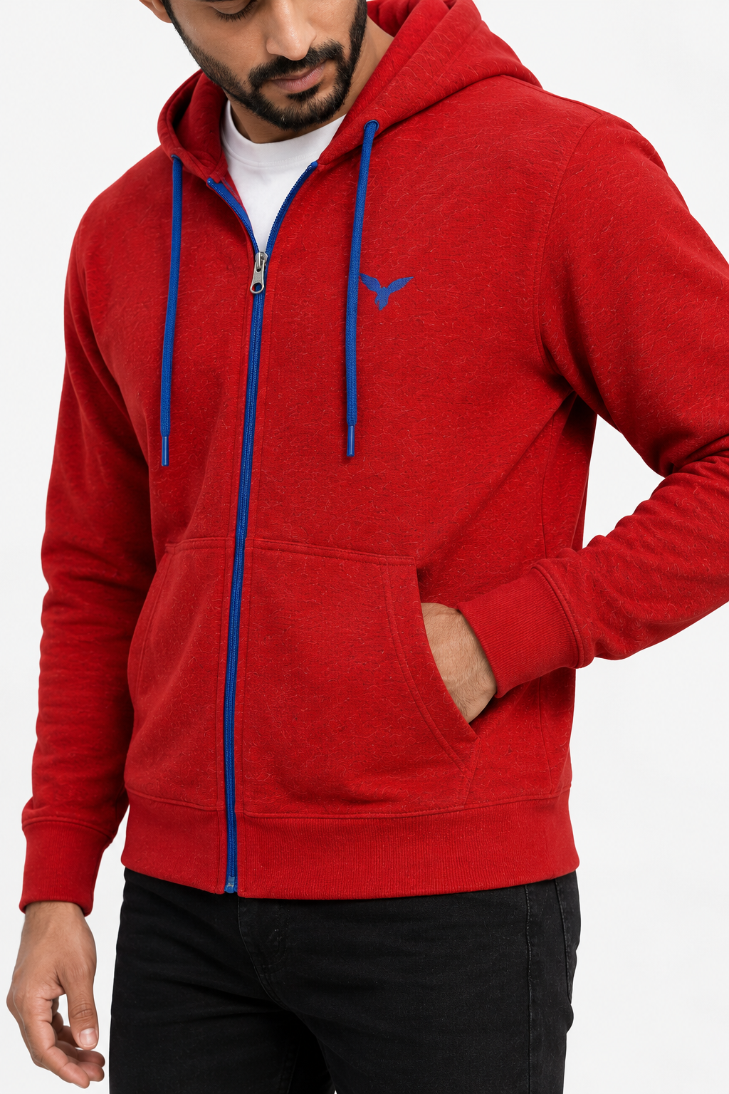 Leon Men’s Full Sleeve Hoodie | 340 GSM Poly Cotton Contrast Zip Hoodie LEON