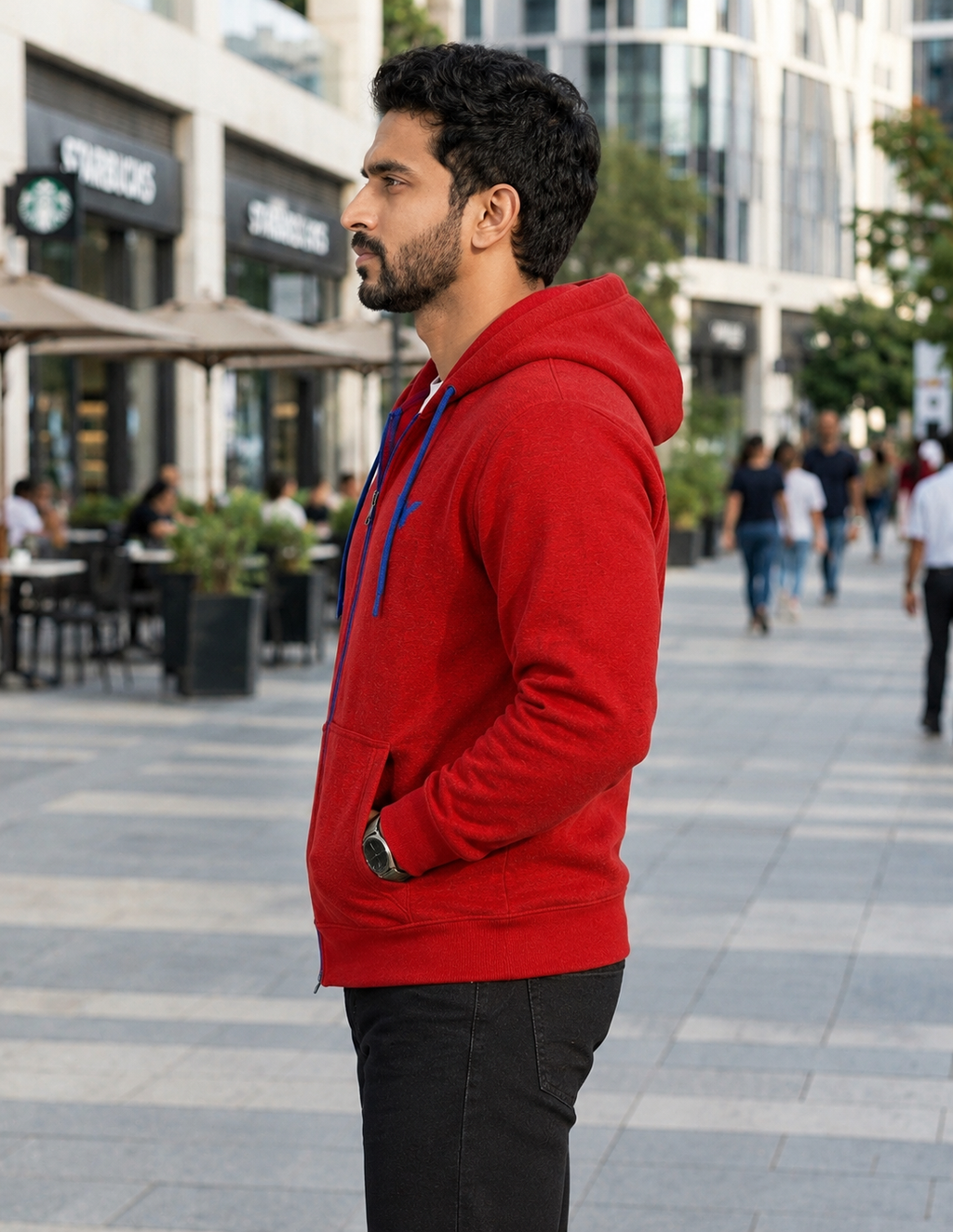 Leon Men’s Full Sleeve Hoodie | 340 GSM Poly Cotton Contrast Zip Hoodie LEON