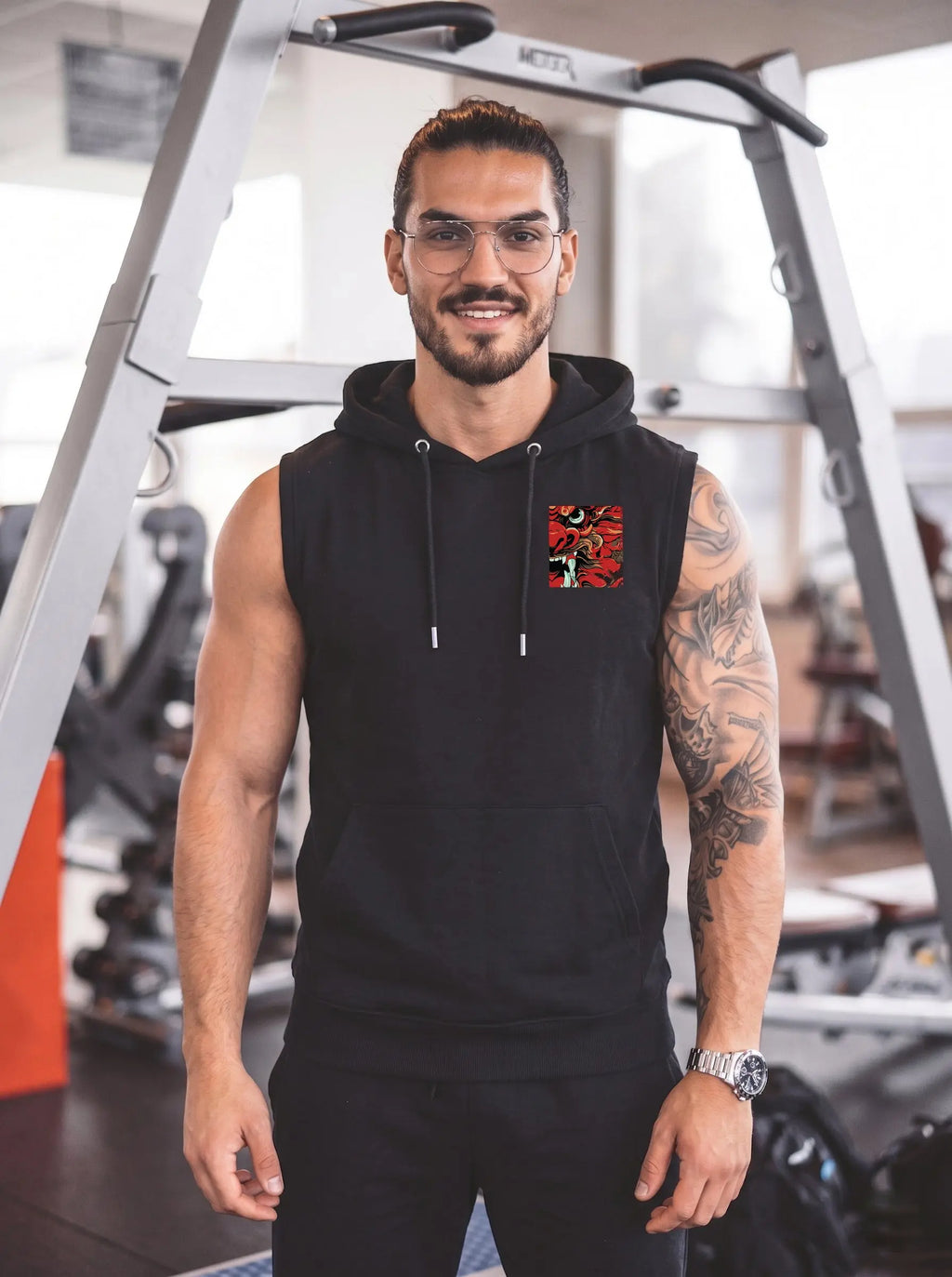 Dragon Printed Sleeveless Pullover Hoodie LEON