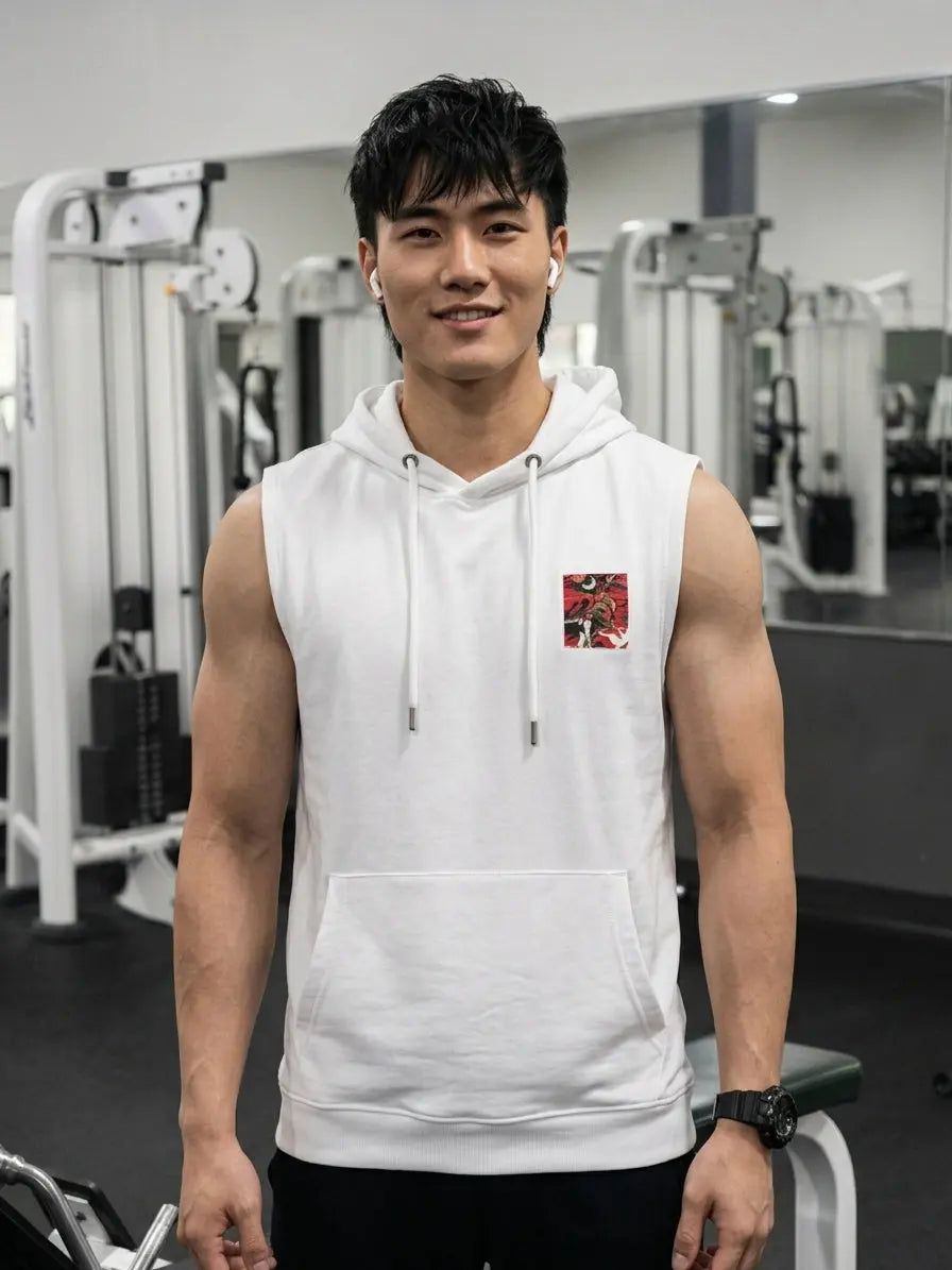 Dragon Printed Sleeveless Pullover Hoodie LEON