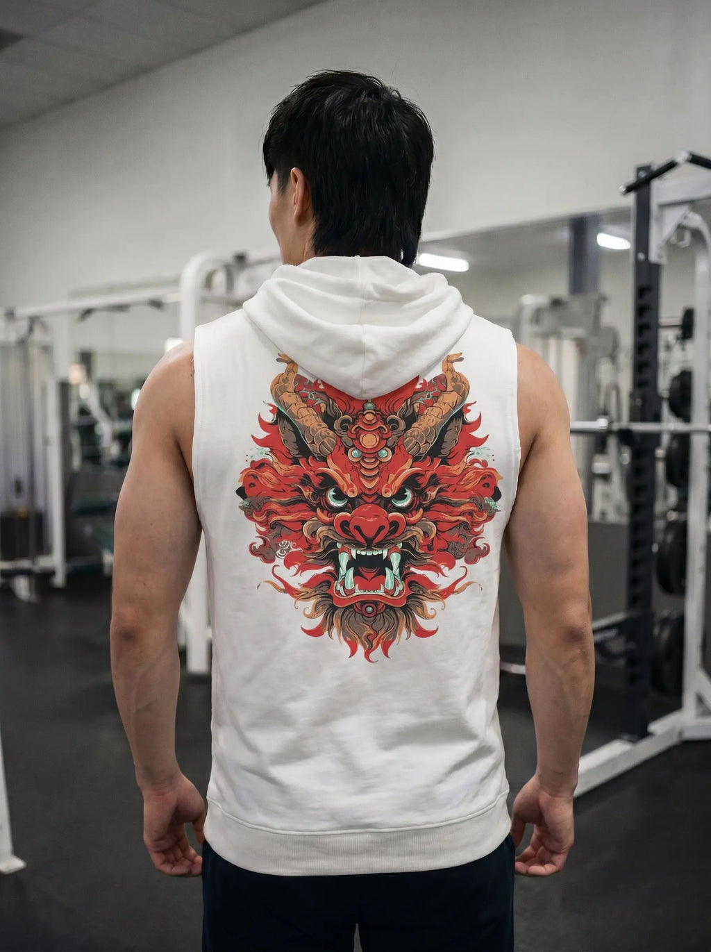 Dragon Printed Sleeveless Pullover Hoodie LEON
