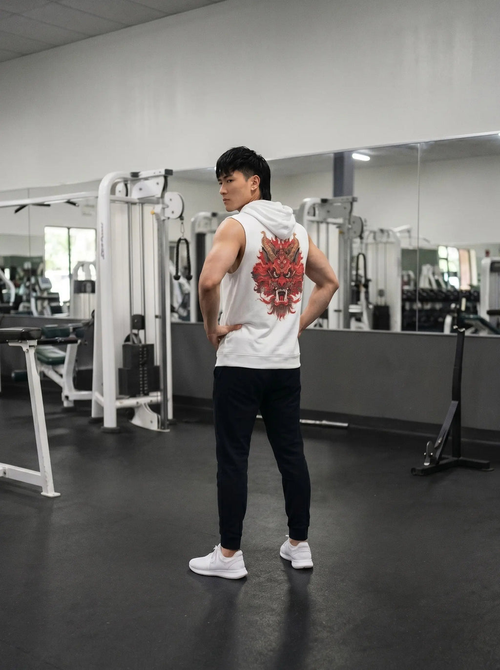Dragon Printed Sleeveless Pullover Hoodie LEON