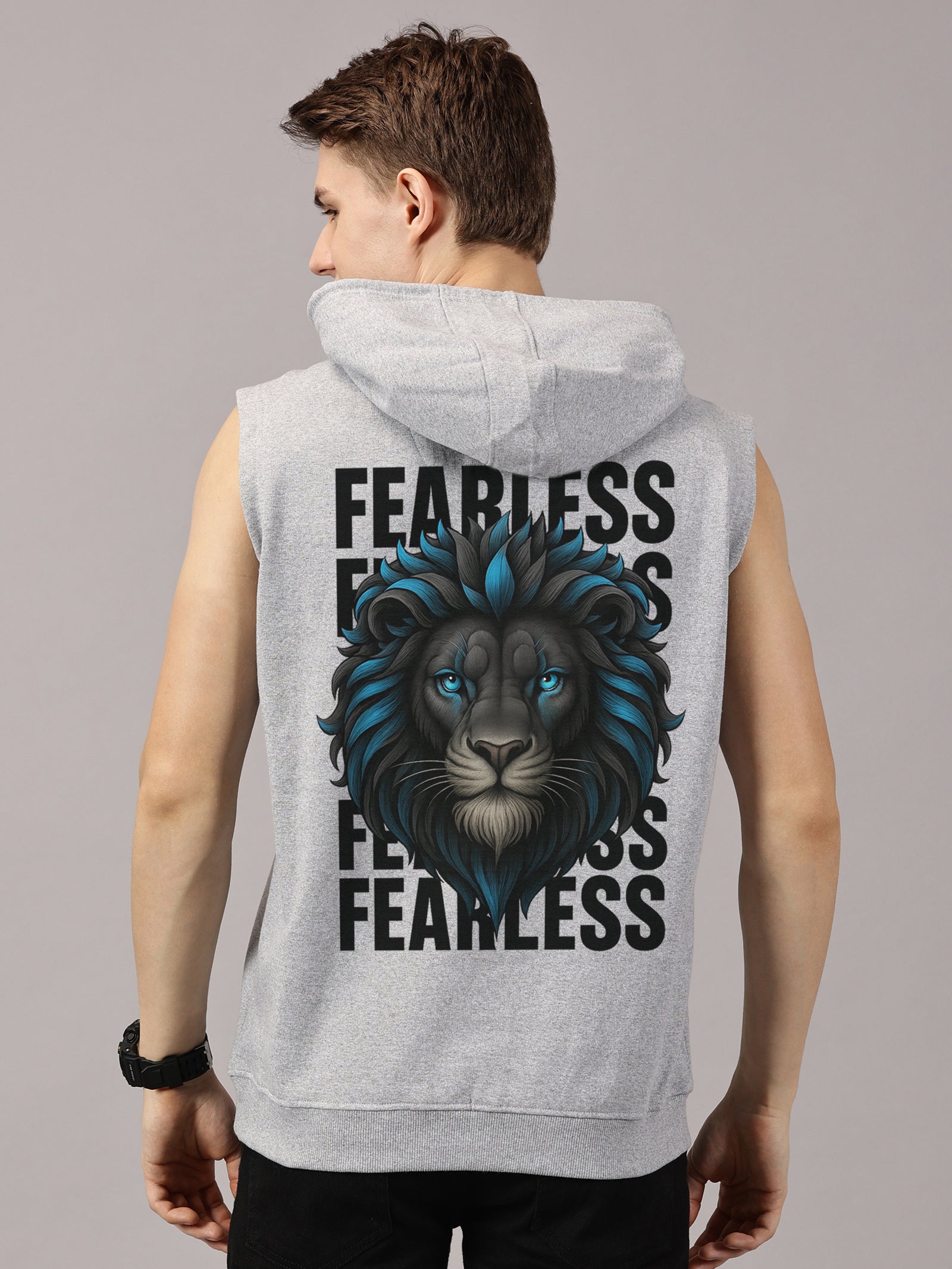 Fearless Printed Sleeveless Pullover Hoodie