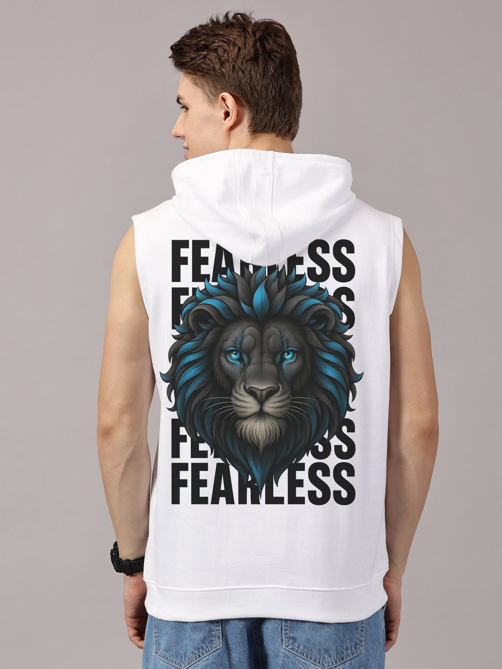 Fearless Printed Sleeveless Pullover Hoodie
