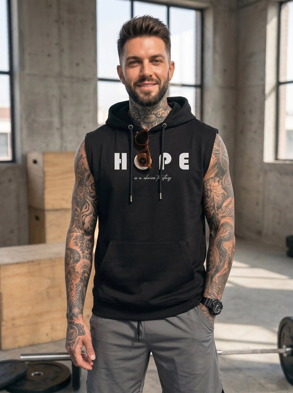 Hope Printed Sleeveless Pullover Hoodie