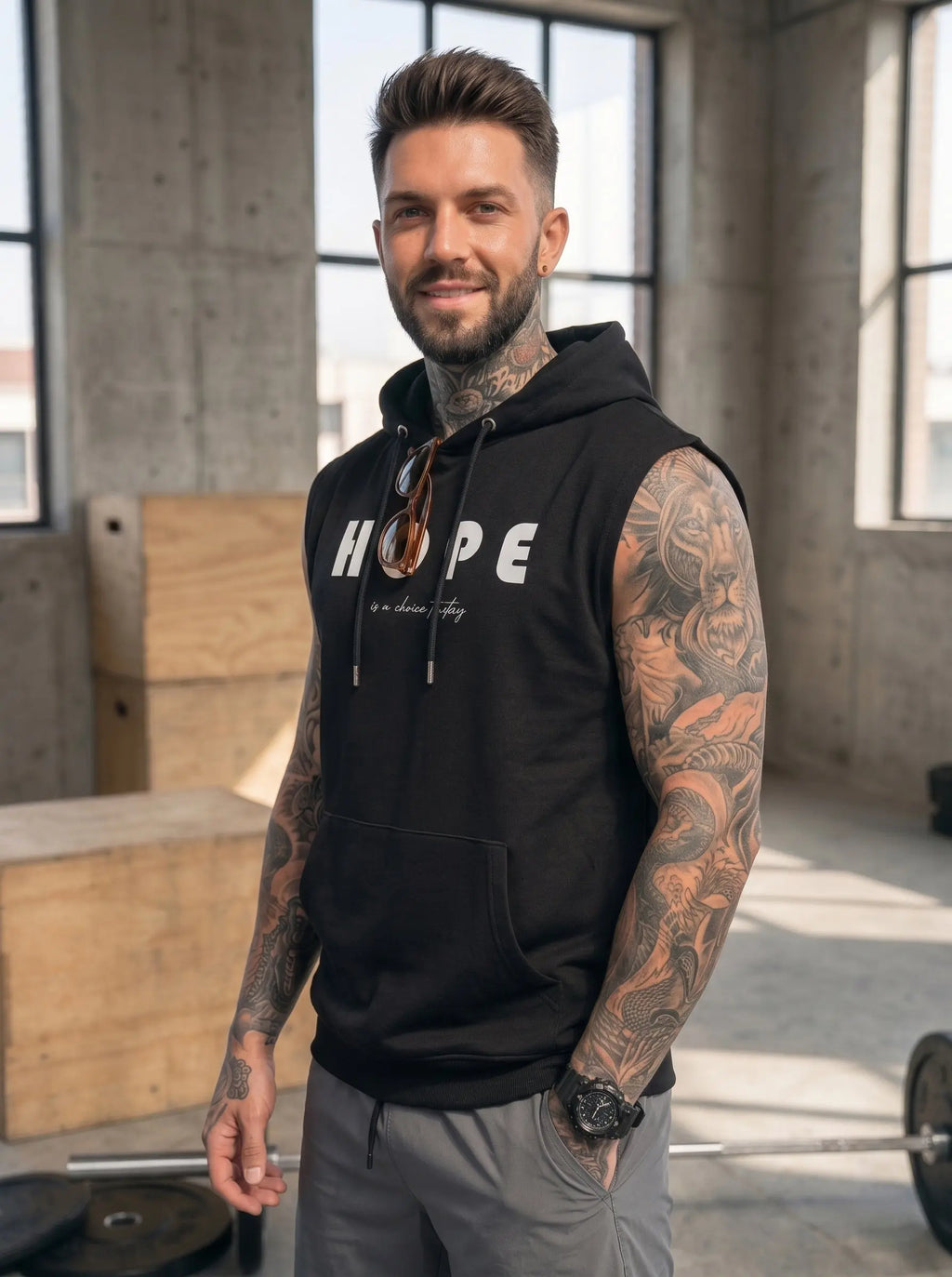 Hope Printed Sleeveless Pullover Hoodie LEON