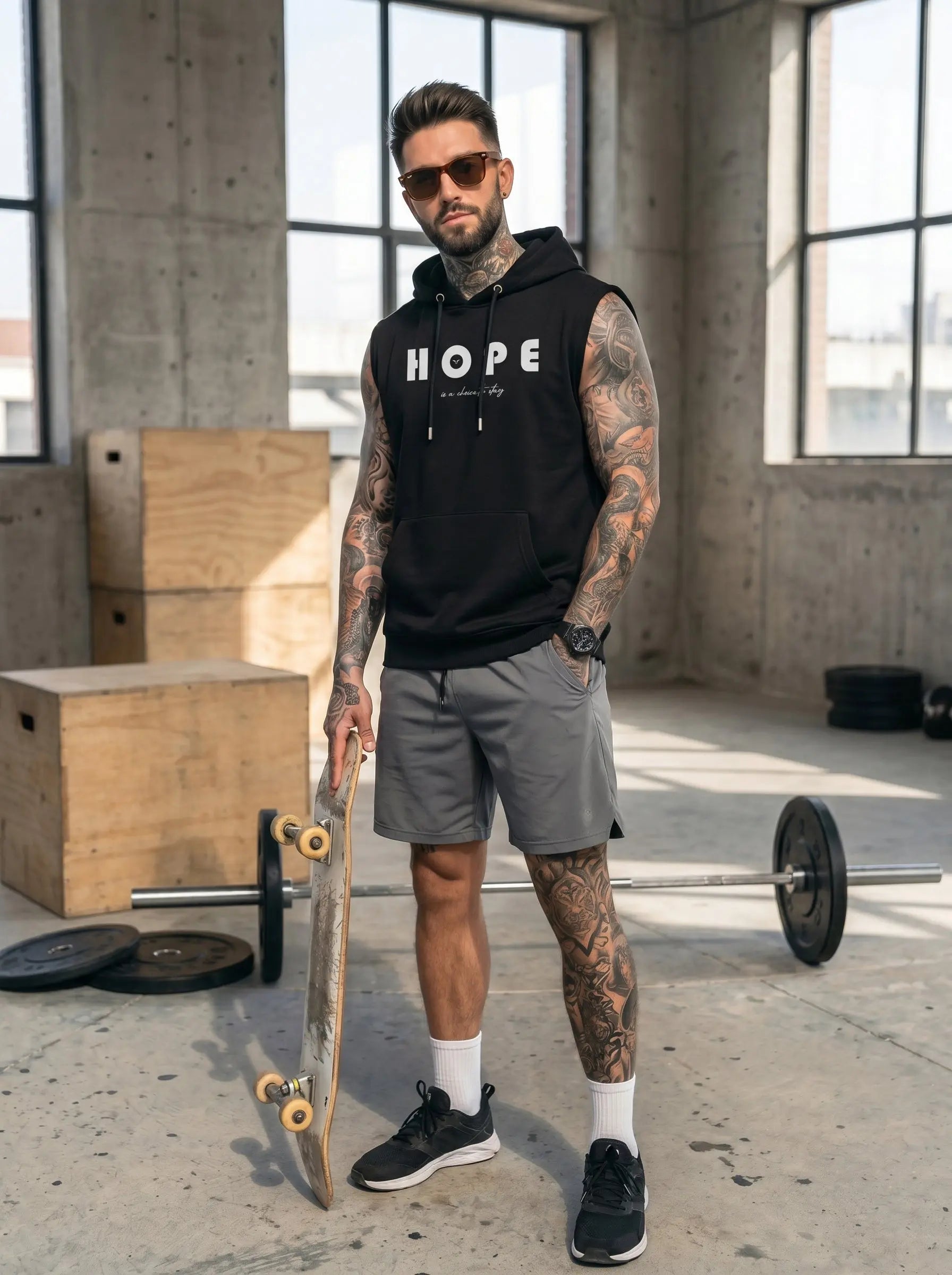 Hope Printed Sleeveless Pullover Hoodie LEON