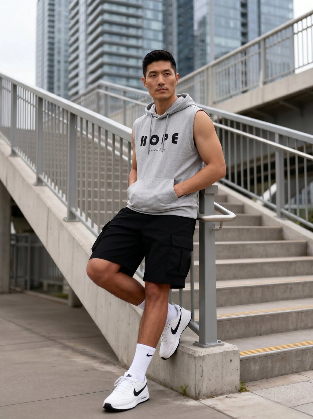 Hope Printed Sleeveless Pullover Hoodie LEON