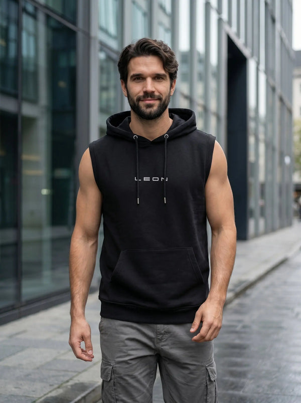 Leon Printed Sleeveless Pullover Hoodie