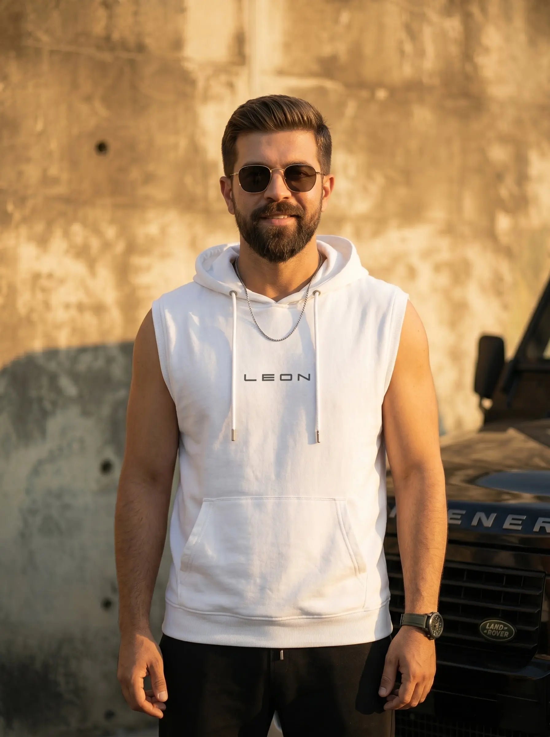 Leon Printed Sleeveless Pullover Hoodie LEON