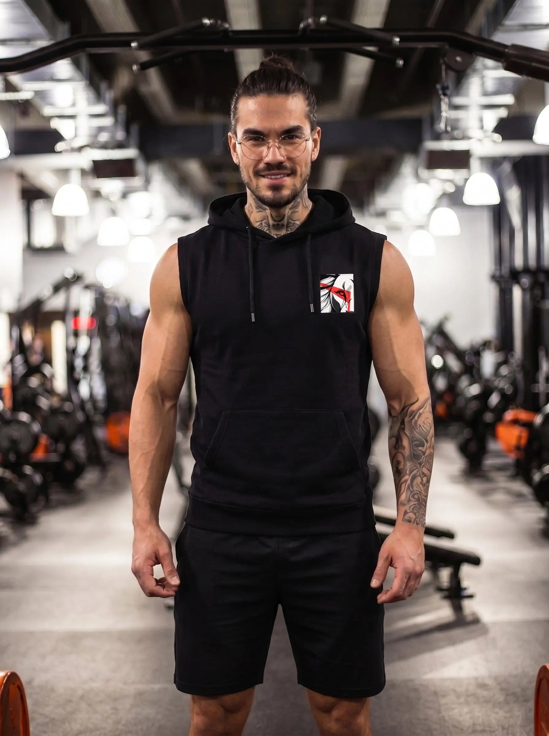 Lion Power Printed Sleeveless Pullover Hoodie - Stylish