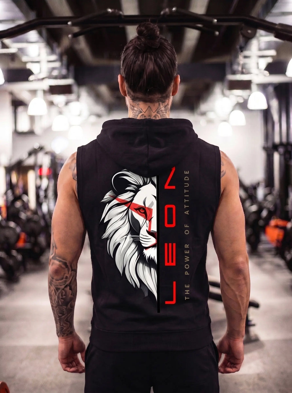 Lion Power Printed Sleeveless Pullover Hoodie LEON