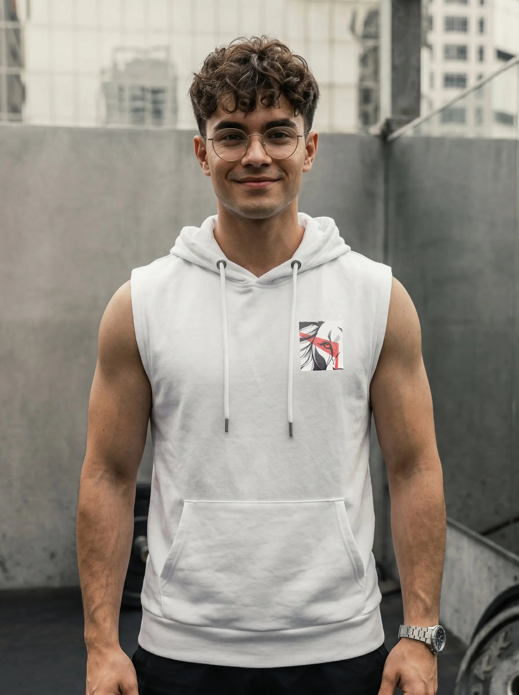 Lion Power Printed Sleeveless Pullover Hoodie LEON