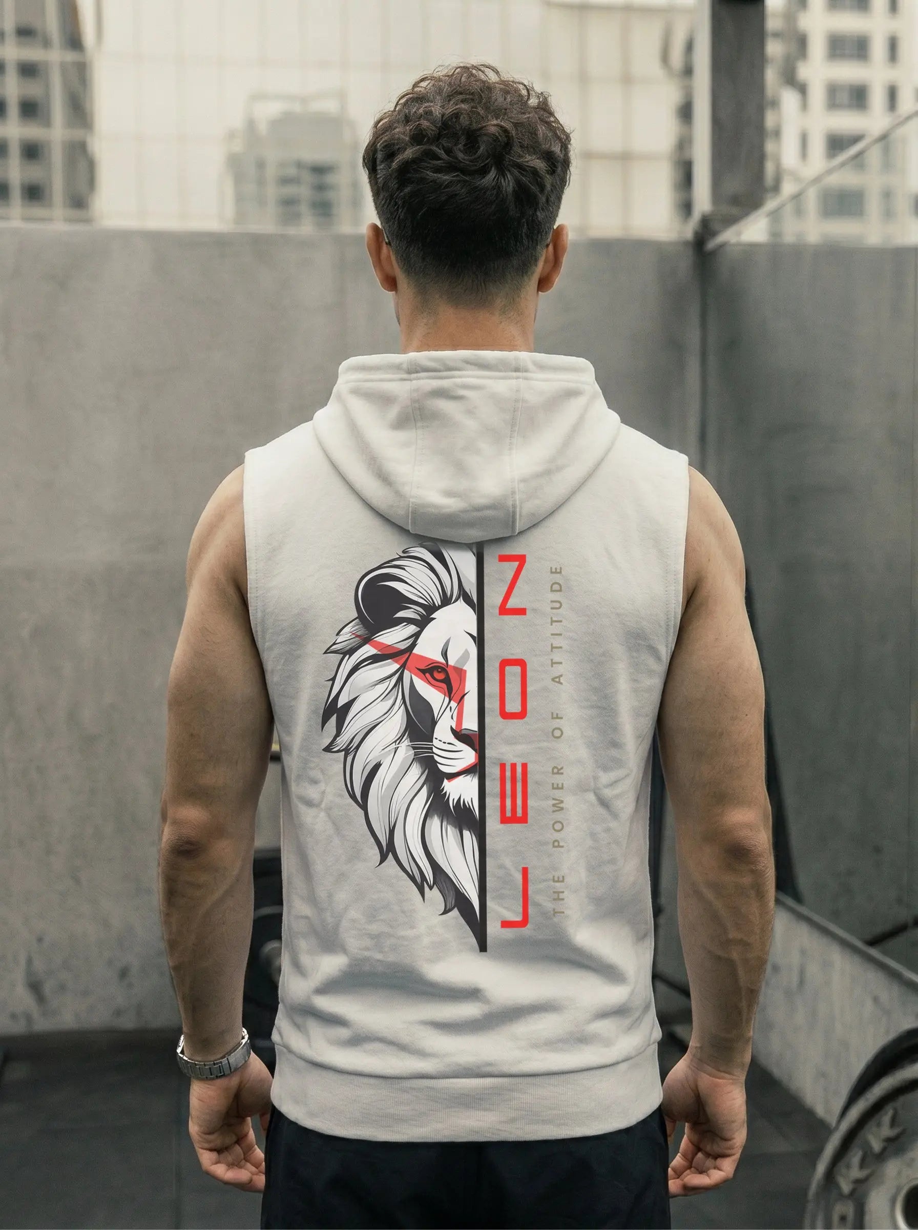 Lion Power Printed Sleeveless Pullover Hoodie LEON