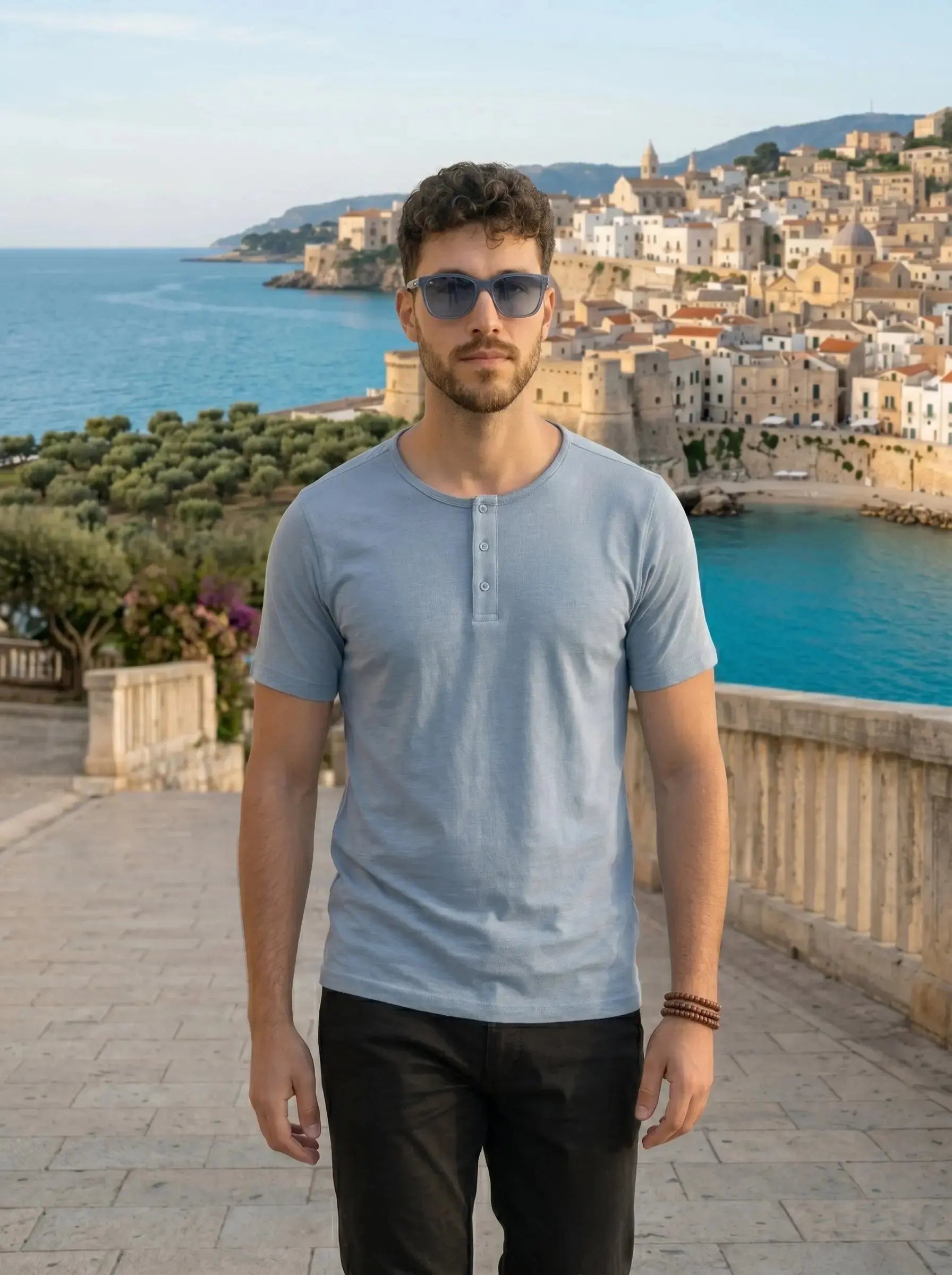Henley Neck  Half Sleeve T-Shirt LEON