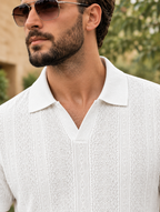 LEON Men’s Flat Knit Polo Collar Half Sleeve T-Shirt | Regular Fit