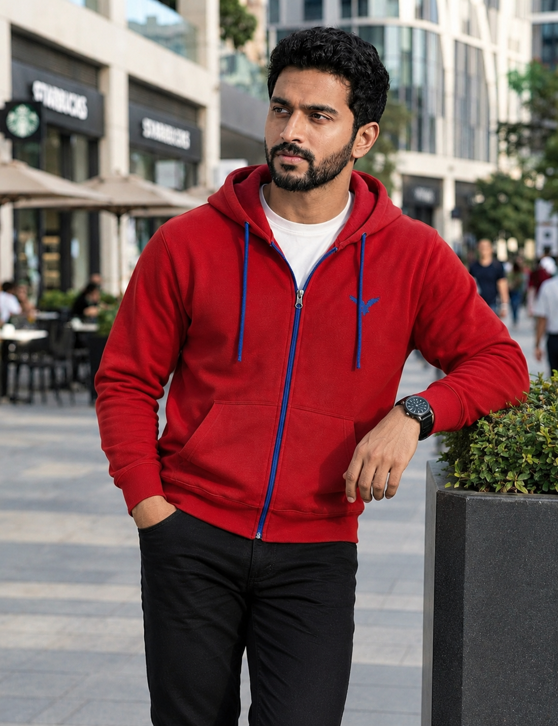 Leon Men’s Full Sleeve Hoodie | 340 GSM Poly Cotton Contrast Zip Hoodie LEON