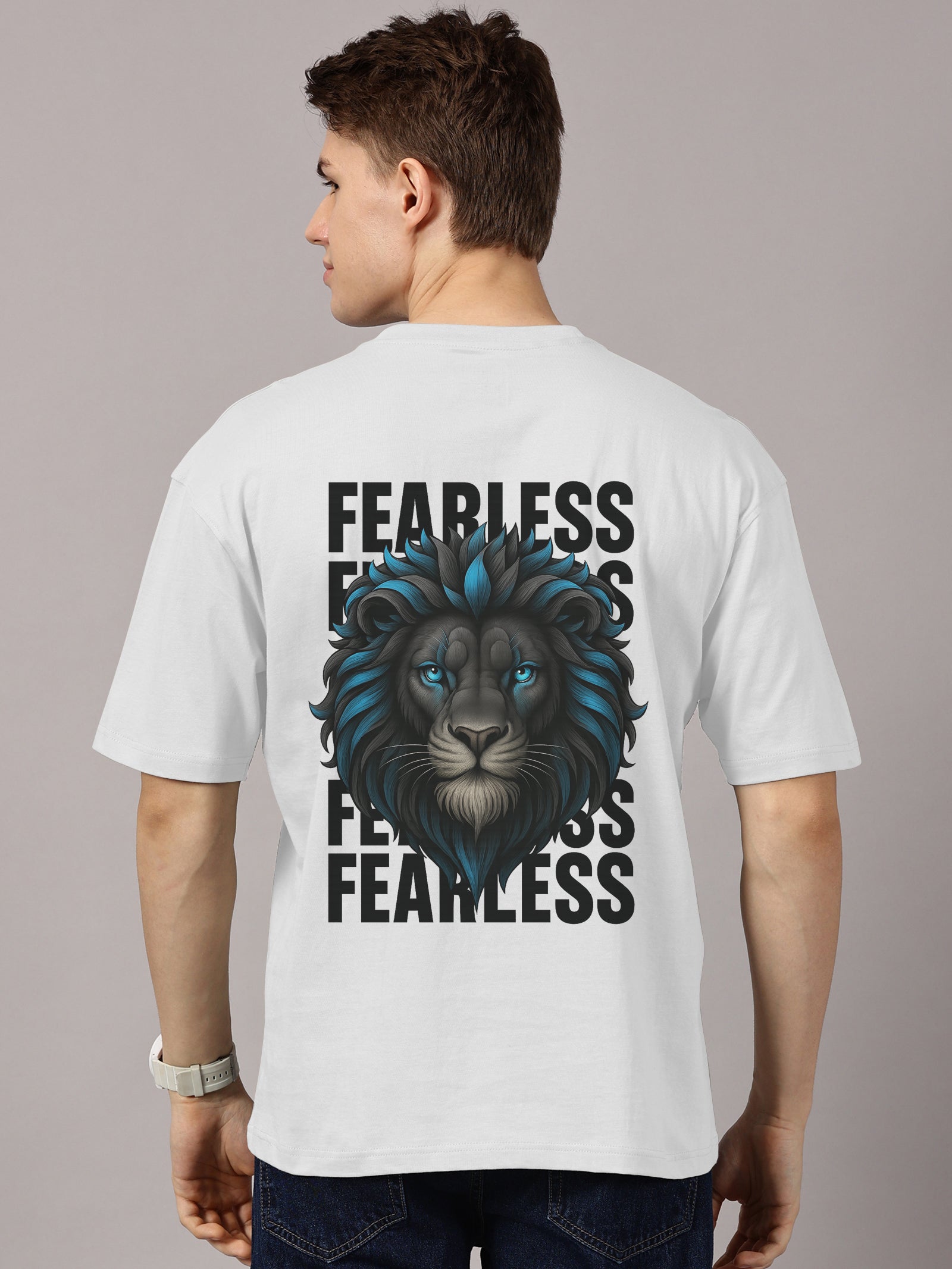 Fearless Printed Oversized Drop Shoulder T-Shirt