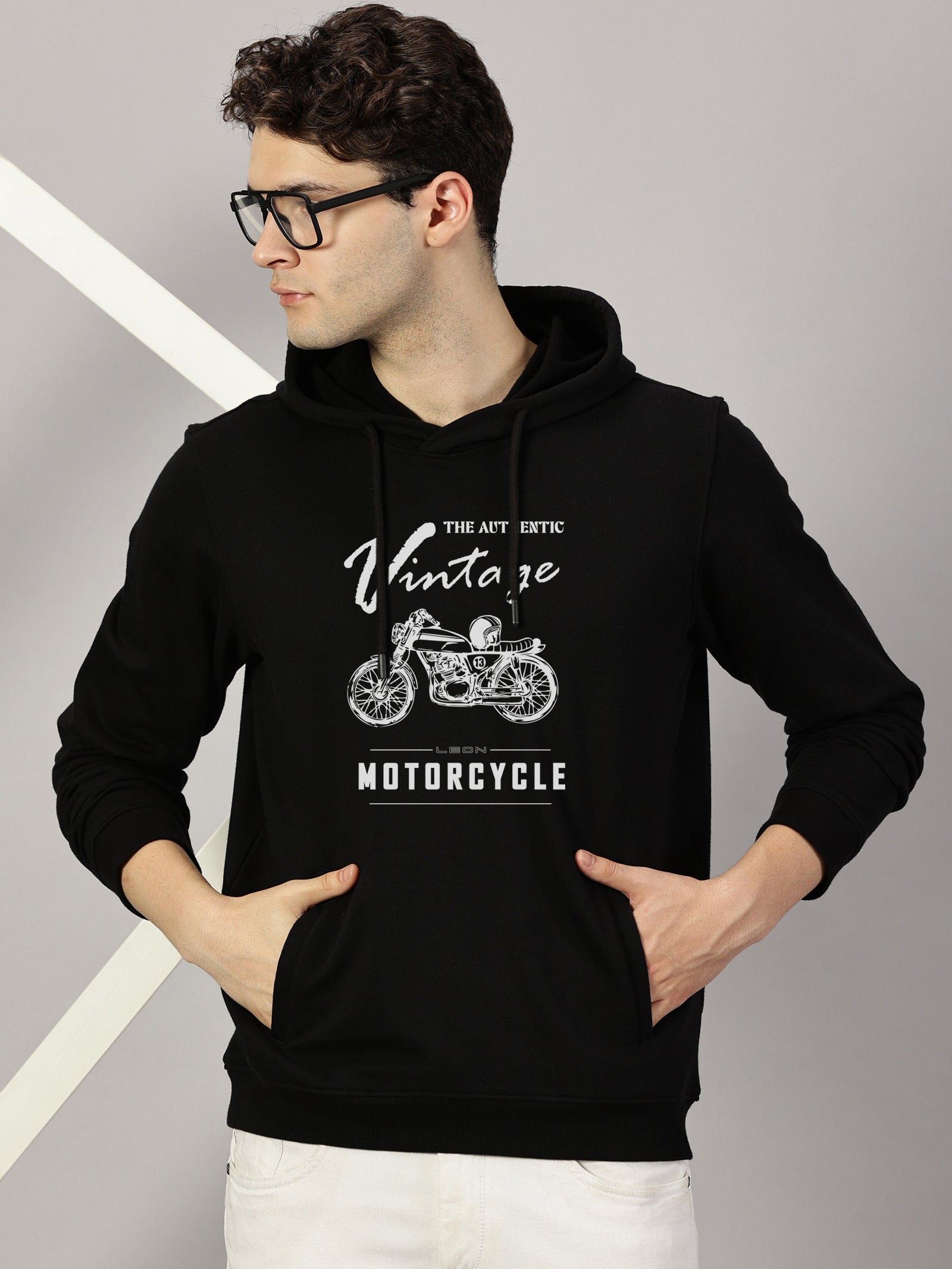Motor Cycle Printed Cut Pocket Full Sleeve Pullover Hoodie