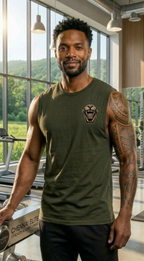 LEON Men’s Sleeveless Printed Cotton Workout Gym Vest