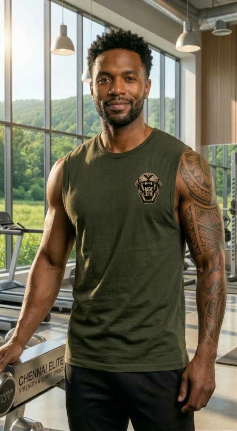 LEON Men’s Sleeveless Printed Cotton Workout Gym Vest