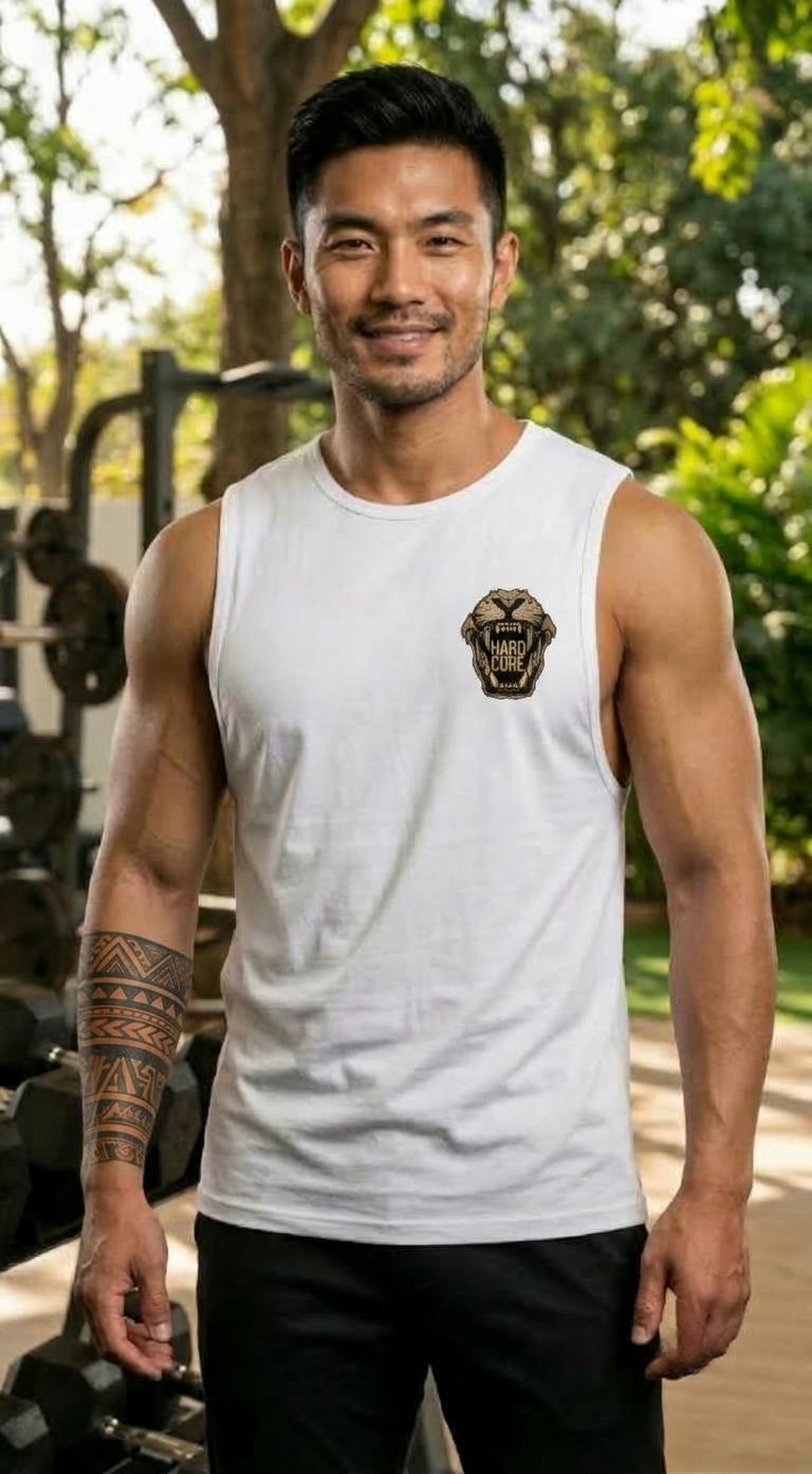 LEON Men’s Sleeveless Printed Cotton Workout Gym Vest